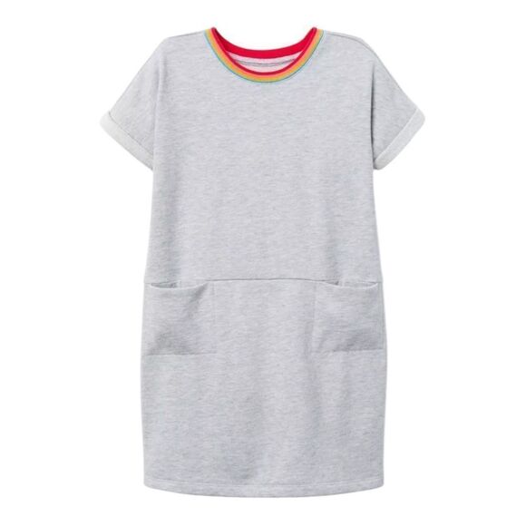 Gymboree Girls Rainbow Ringer Dress Heather Gray Pockets Small NWT - Picture 1 of 7